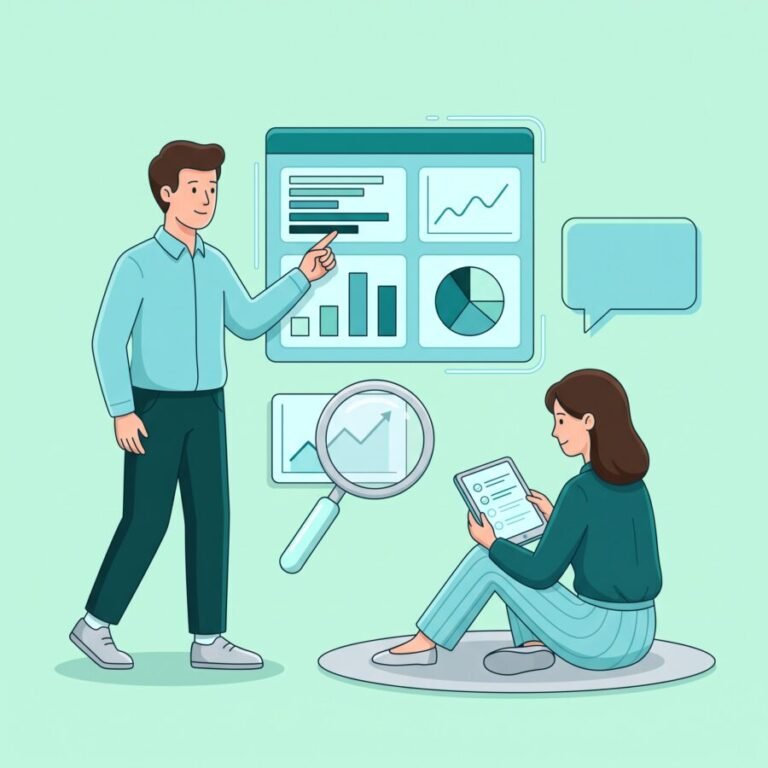 Ilustrație analytics și rapoarte — tablou de bord cu date despre vizitatorii site-ului