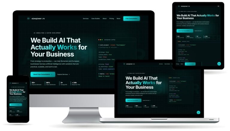 Site-ul AI Engineer, divizia de consultanță AI a Lotca Studio