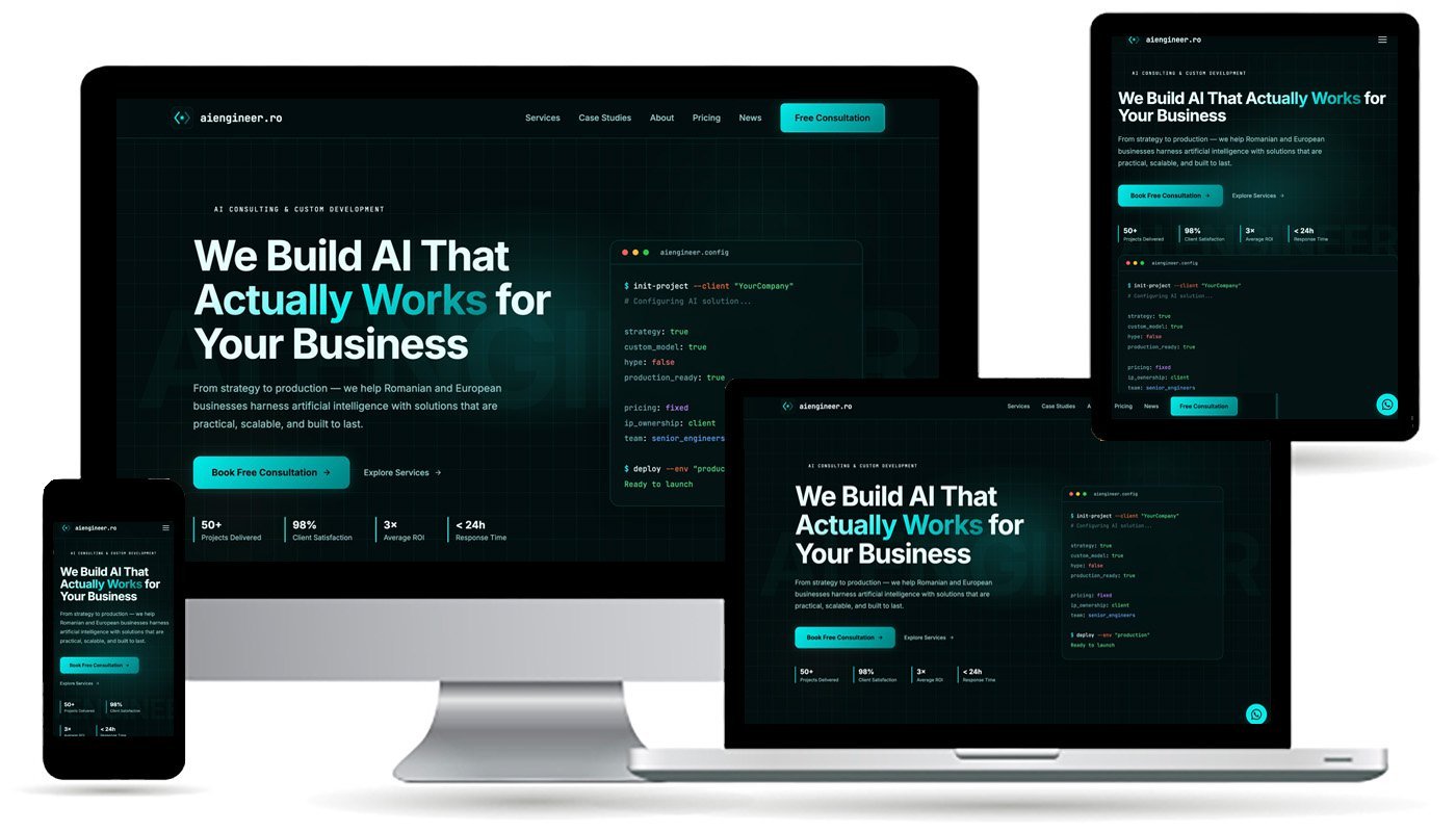Site-ul AI Engineer, divizia de consultanță AI a Lotca Studio