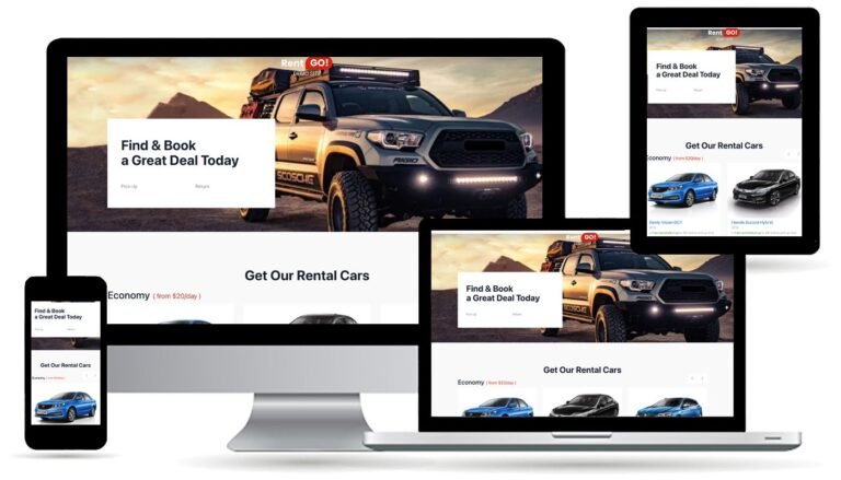 Site-ul unei firme de închirieri auto