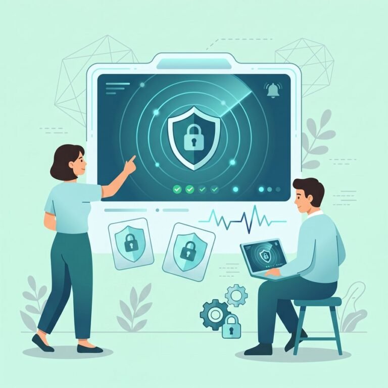 Ilustrație monitorizare securitate — supraveghere continuă a protecției unui website