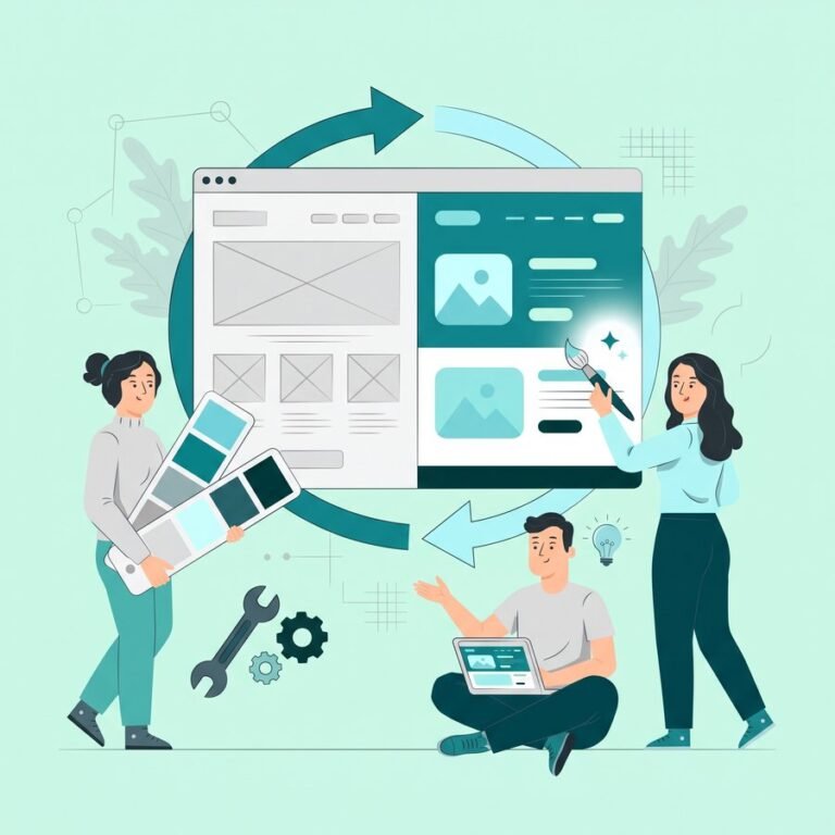 Ilustrație redesign website — reconstrucția unui site vechi într-unul modern