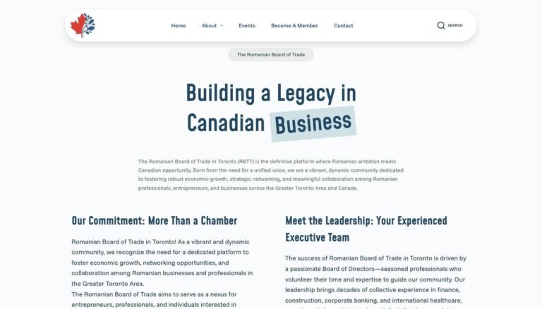 Captură din site-ul Romanian Board of Trade in Toronto