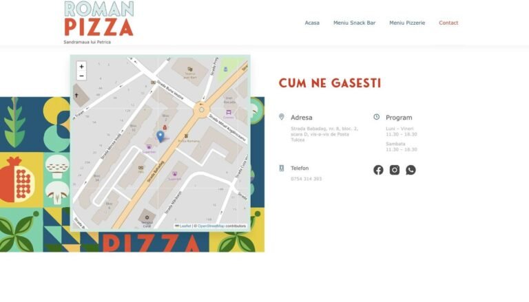 Captură din site-ul Roman Pizza